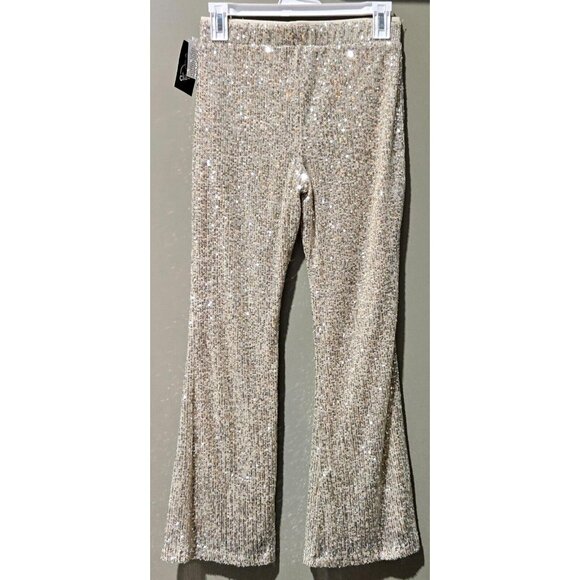 Art Class Girls' XL 14 Silver Sequin & Cream Color Fully Lined Flare Leg Pants - Picture 3 of 7